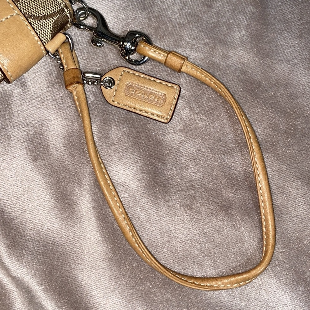 Coach Signature Brown and Tan Wristlet - Picture 7 of 9